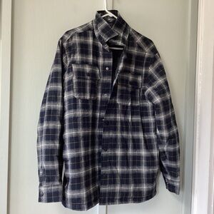 Rugged Elements Mens Shacket Shirt Jacket Size M Quilted Lined Pockets Plaid Blu